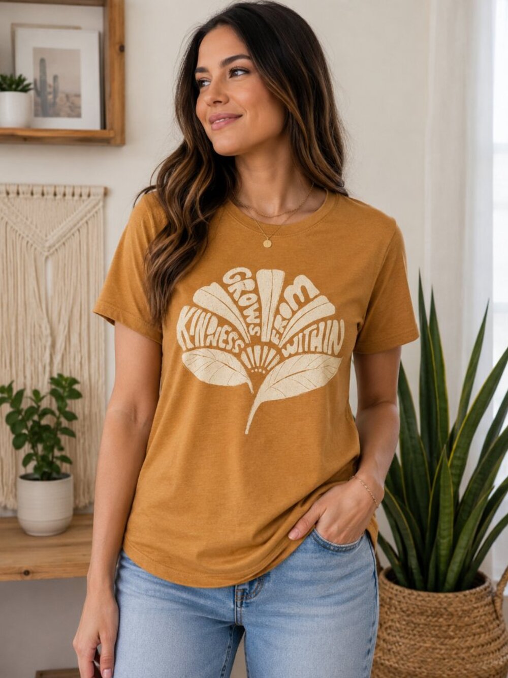 Sonoma Grows Within Kindness Graphic Tee Medium Boho Retro Earth Tone